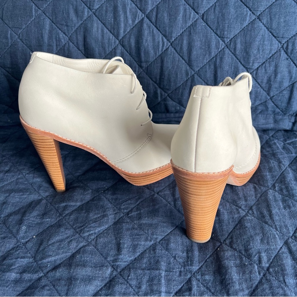 Cole Haan | Size 6.5 | Lace-Up Heeled Booties | Ivory/Cream Nubuck